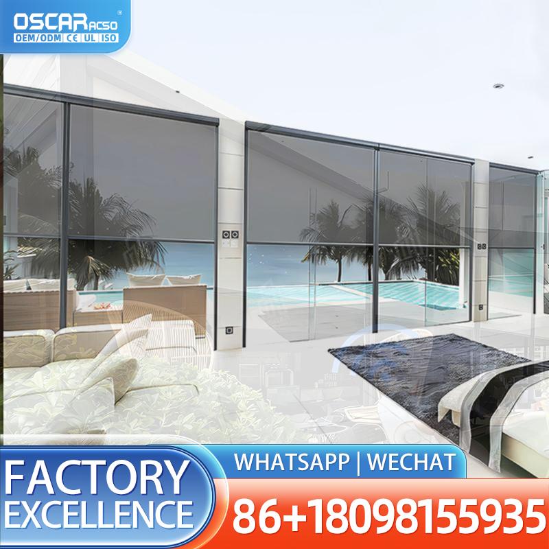 Outdoor Power Roller Shades - 전동식 수직 롤러 블라인드, 방풍 알루미늄