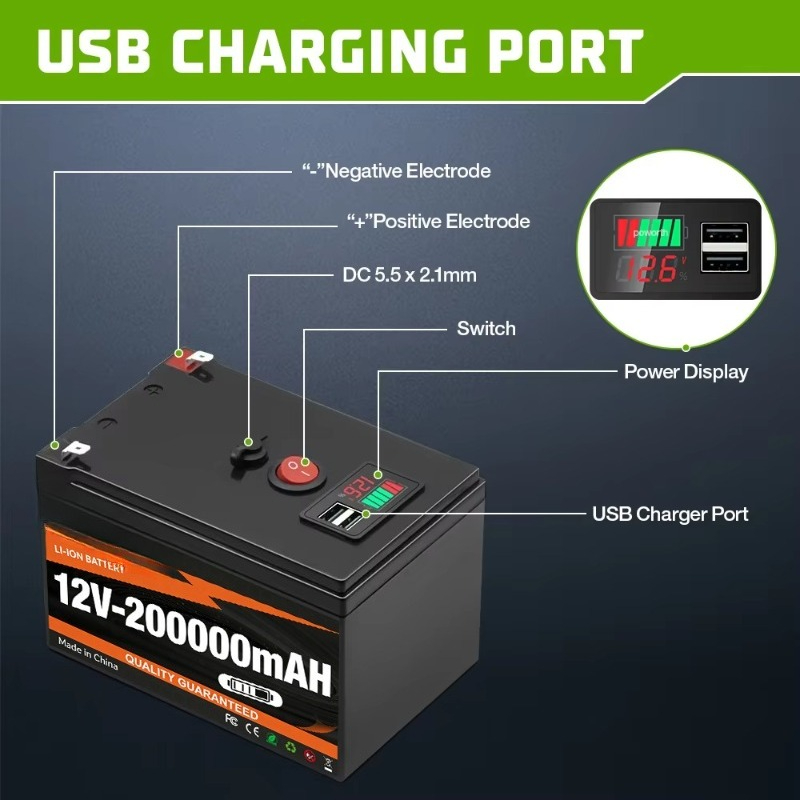 12V 200000mAh 충전식 리튬 배터리 팩(BMS - Outdoor Power Number 리뷰 및 가격